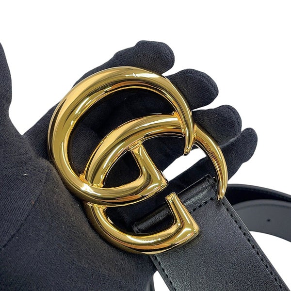 グッチ ベルト ダブルG ワイドベルト レザー サイズ95 GUCCI 黒