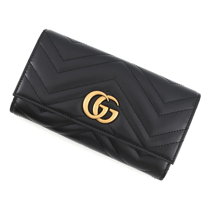 グッチ 長財布 GGマーモント ダブルG コンチネンタルウォレット レザー 443436 GUCCI 黒