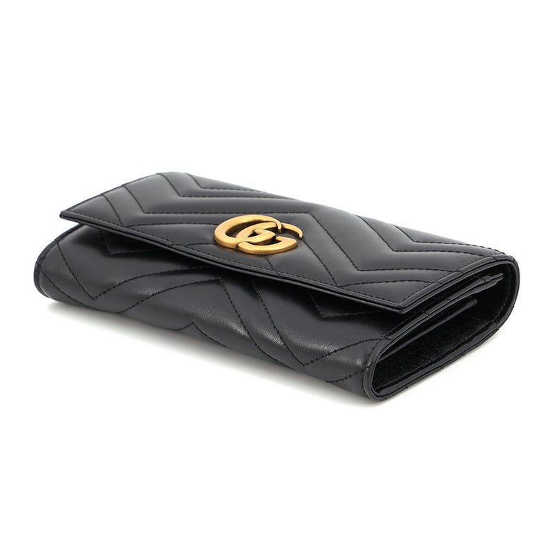 グッチ 長財布 GGマーモント ダブルG コンチネンタルウォレット レザー 443436 GUCCI 黒