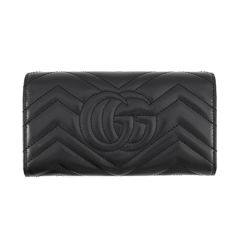 グッチ 長財布 GGマーモント ダブルG コンチネンタルウォレット レザー 443436 GUCCI 黒