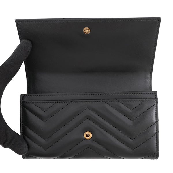 グッチ 長財布 GGマーモント ダブルG コンチネンタルウォレット レザー 443436 GUCCI 黒