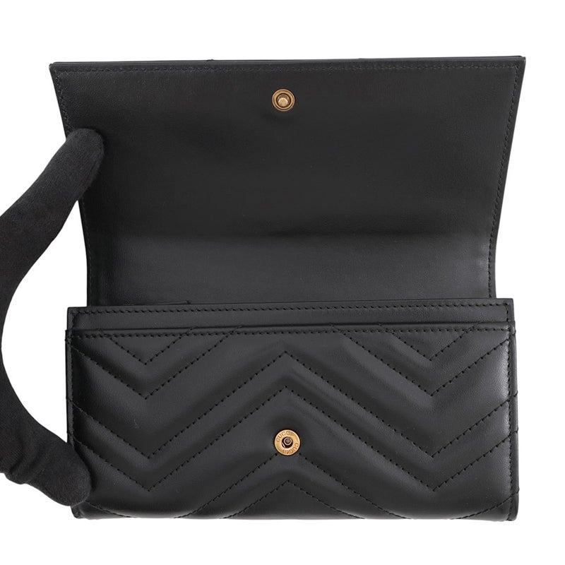 グッチ 長財布 GGマーモント ダブルG コンチネンタルウォレット レザー 443436 GUCCI 黒