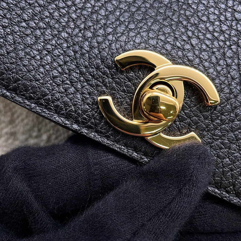 シャネル ショルダーバッグ ココマーク ショッピングバッグ スモール カーフスキン ツイード AS6288 CHANEL 黒
