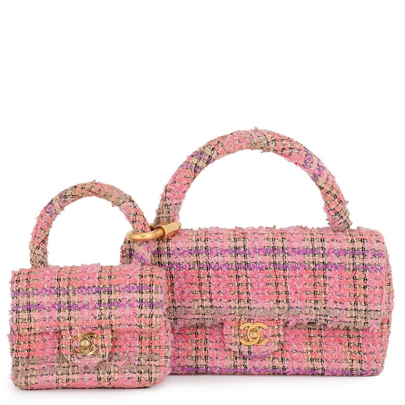 シャネル ハンドバッグ ココマーク マトラッセ 親子バッグ ツイード CHANEL