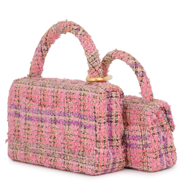 シャネル ハンドバッグ ココマーク マトラッセ 親子バッグ ツイード CHANEL