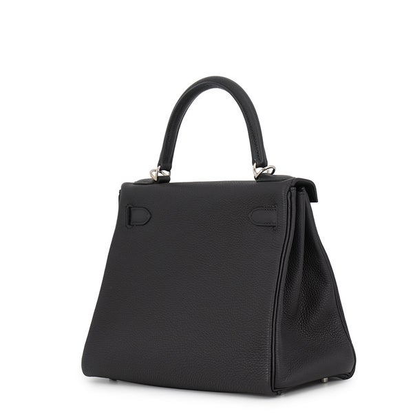 エルメス ハンドバッグ ケリー28 内縫い ブラック/シルバー金具 トゴ Y刻印 ２wayショルダー 黒