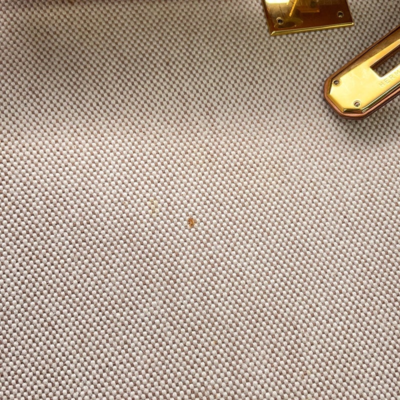 エルメス ハンドバッグ ケリー28 外縫い ナチュラル/ゴールド金具 トワルアッシュ/ボックスカーフ 〇Z刻印 ２wayショルダー