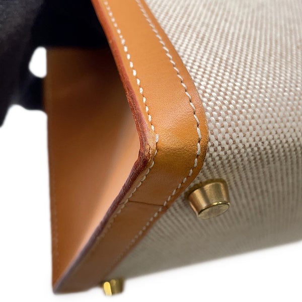 エルメス ハンドバッグ ケリー28 外縫い ナチュラル/ゴールド金具 トワルアッシュ/ボックスカーフ 〇Z刻印 ２wayショルダー