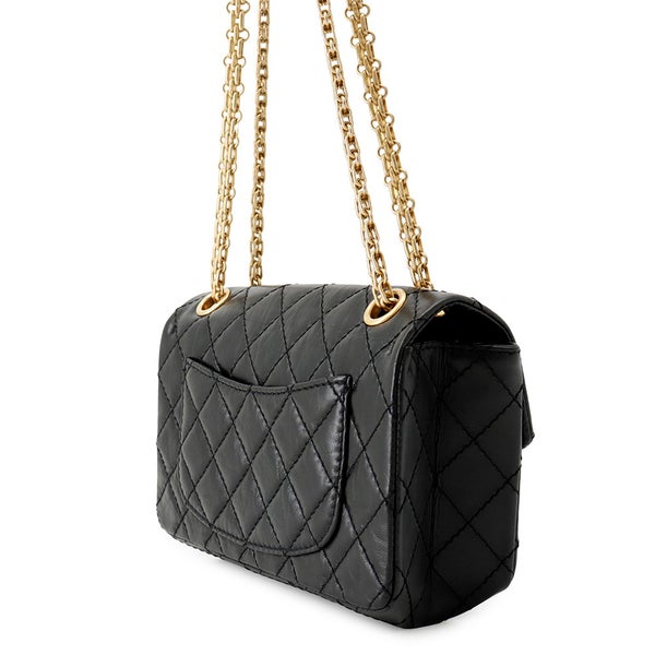 シャネル チェーンショルダーバッグ マトラッセ 2.55 ミニ エイジドカーフレザー AS0874 CHANEL 黒