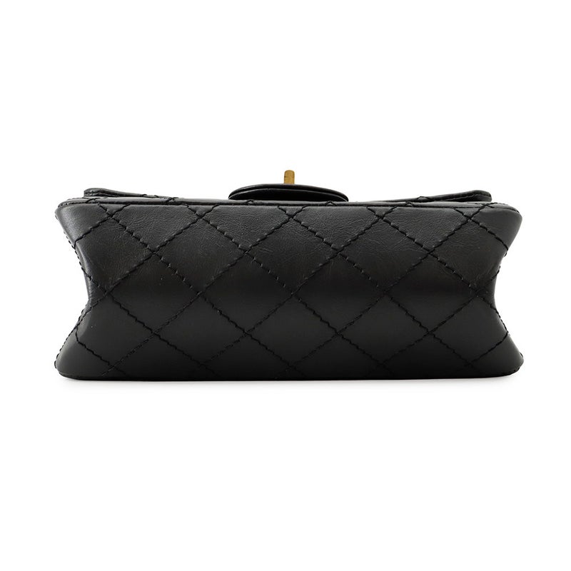 シャネル チェーンショルダーバッグ マトラッセ 2.55 ミニ エイジドカーフレザー AS0874 CHANEL 黒