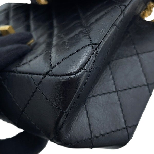 シャネル チェーンショルダーバッグ マトラッセ 2.55 ミニ エイジドカーフレザー AS0874 CHANEL 黒