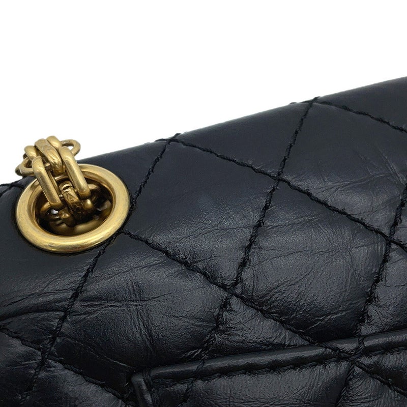 シャネル チェーンショルダーバッグ マトラッセ 2.55 ミニ エイジドカーフレザー AS0874 CHANEL 黒