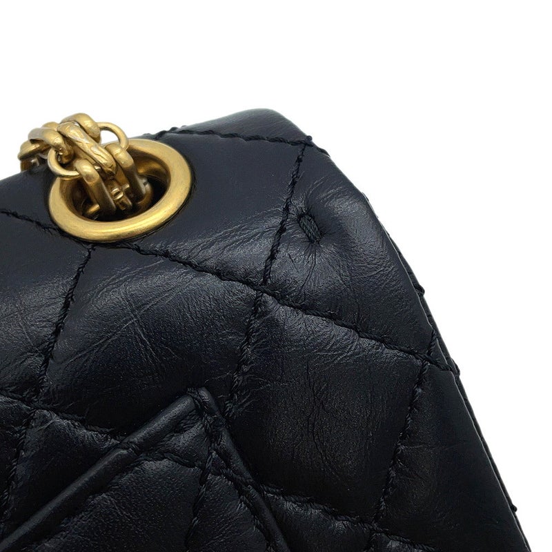 シャネル チェーンショルダーバッグ マトラッセ 2.55 ミニ エイジドカーフレザー AS0874 CHANEL 黒