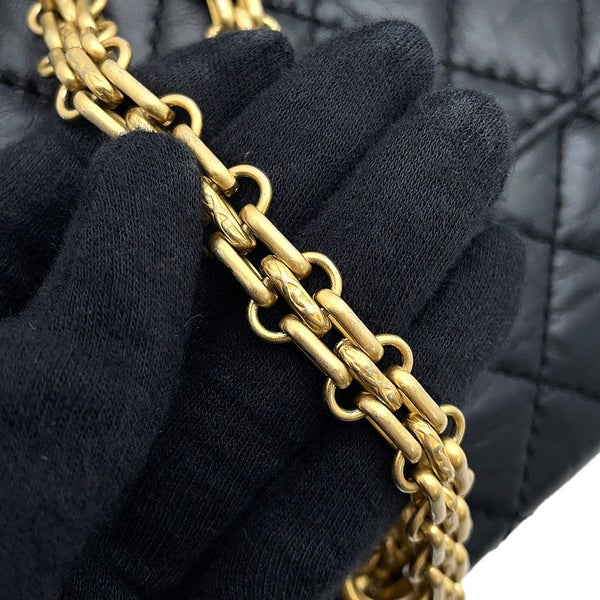 シャネル チェーンショルダーバッグ マトラッセ 2.55 ミニ エイジドカーフレザー AS0874 CHANEL 黒