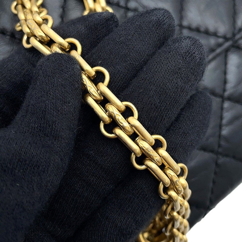 シャネル チェーンショルダーバッグ マトラッセ 2.55 ミニ エイジドカーフレザー AS0874 CHANEL 黒