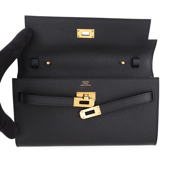 エルメス ケリーウォレット ロング トゥーゴー ブラック/ゴールド金具 エプソン K刻印 財布 黒