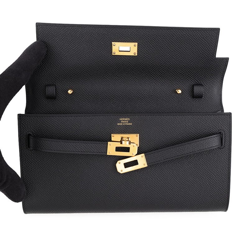 エルメス ケリーウォレット ロング トゥーゴー ブラック/ゴールド金具 エプソン K刻印 財布 黒