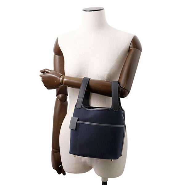 エルメス ハンドバッグ ピコタンロックPM カーゴ ブルーマリン/ブラック/ゴールド金具 トワルアッシュ/スイフト U刻印 黒