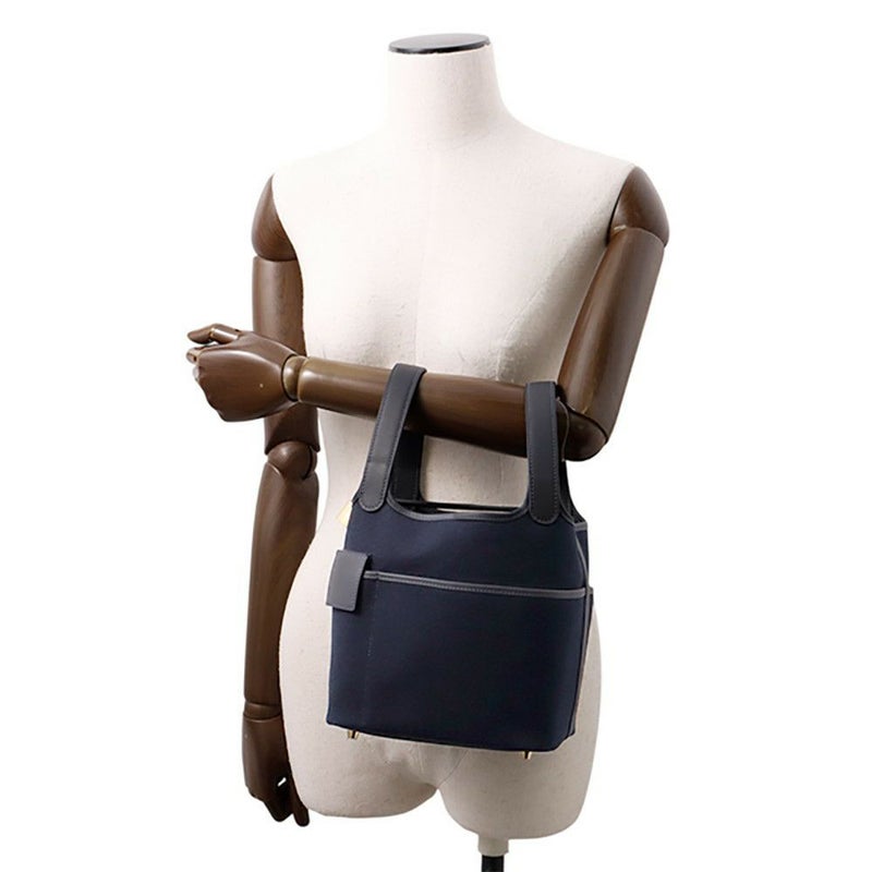 エルメス ハンドバッグ ピコタンロックPM カーゴ ブルーマリン/ブラック/ゴールド金具 トワルアッシュ/スイフト U刻印 黒