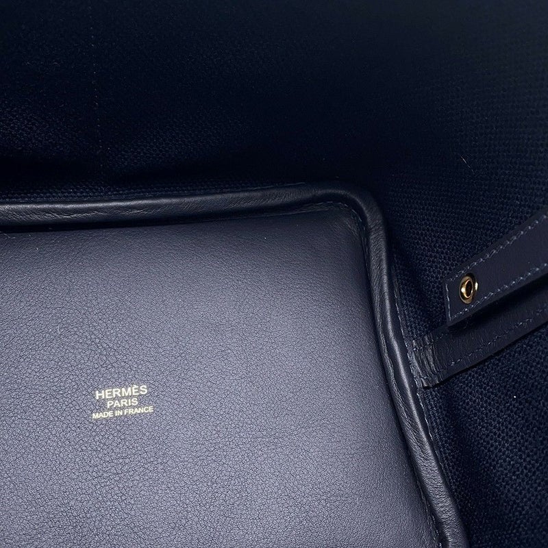 エルメス ハンドバッグ ピコタンロックPM カーゴ ブルーマリン/ブラック/ゴールド金具 トワルアッシュ/スイフト U刻印 黒