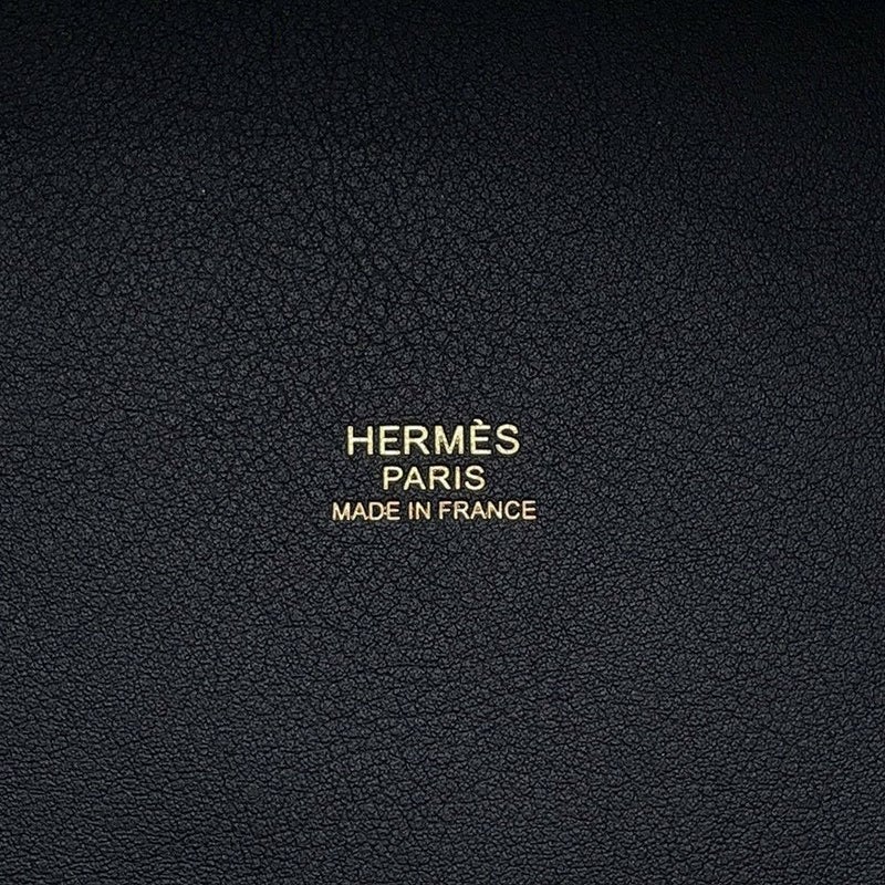 エルメス ハンドバッグ ピコタンロックPM カーゴ ブルーマリン/ブラック/ゴールド金具 トワルアッシュ/スイフト U刻印 黒