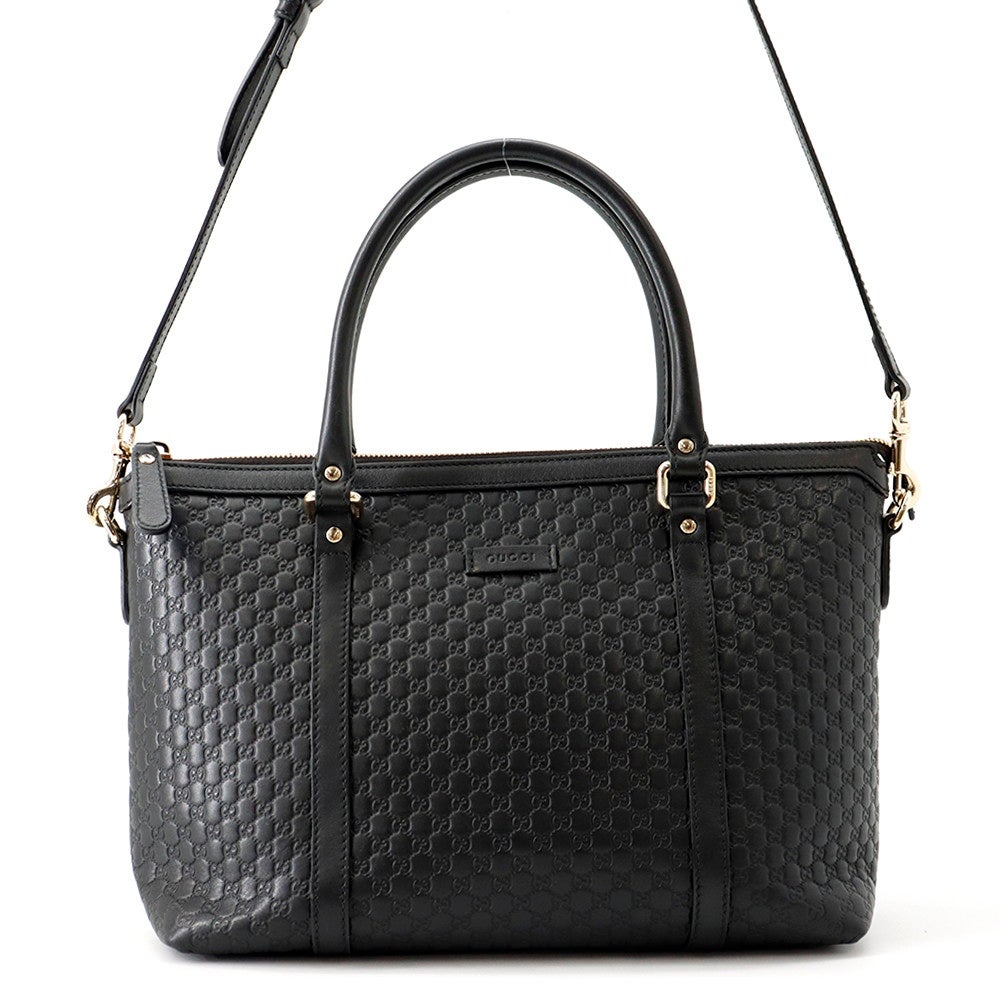 GUCCI グッチ シマレザー ハンドバッグ ブラック グッチ トートバッグ マイクログッチシマ レザー 449656 GUCCI 2way