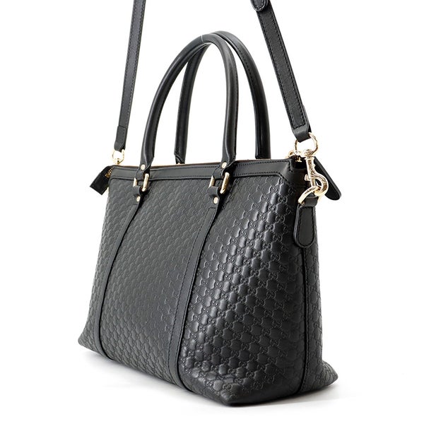 グッチ トートバッグ マイクログッチシマ レザー 449656 GUCCI 2wayショルダーバッグ 黒 アウトレット品