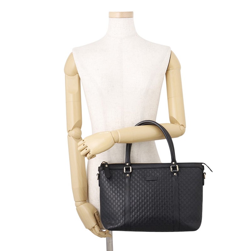 グッチ トートバッグ マイクログッチシマ レザー 449656 GUCCI 2wayショルダーバッグ 黒 アウトレット品