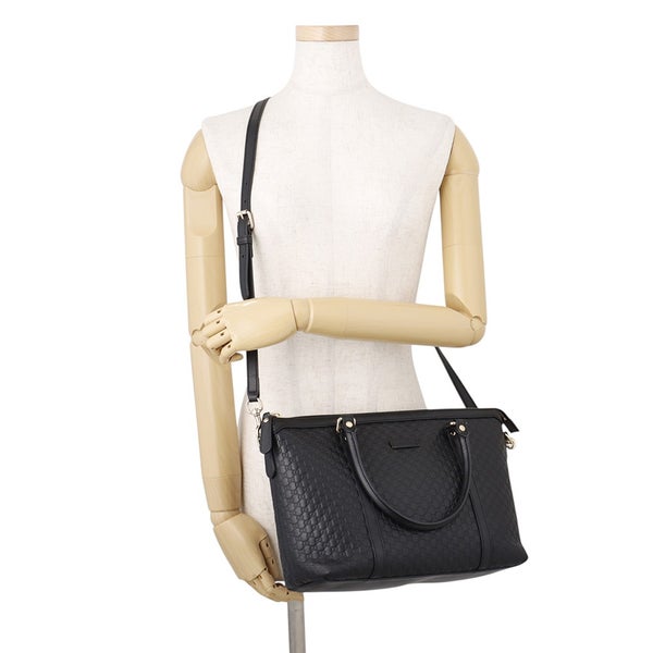 グッチ トートバッグ マイクログッチシマ レザー 449656 GUCCI 2wayショルダーバッグ 黒 アウトレット品