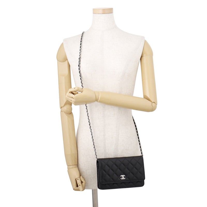 シャネル チェーンウォレット マトラッセ ココマーク キャビアスキン AP4241 CHANEL 財布 黒
