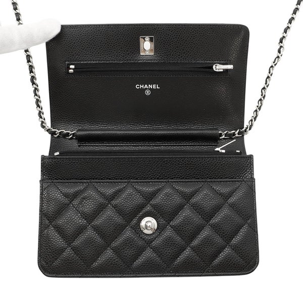 シャネル チェーンウォレット マトラッセ ココマーク キャビアスキン AP4241 CHANEL 財布 黒