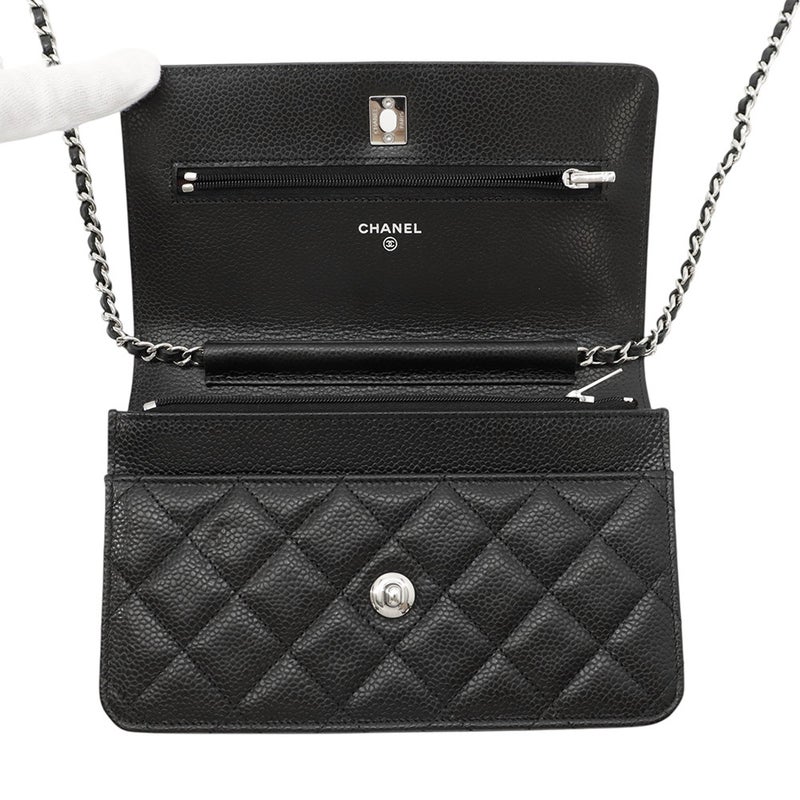 シャネル チェーンウォレット マトラッセ ココマーク キャビアスキン AP4241 CHANEL 財布 黒