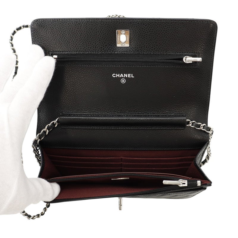 シャネル チェーンウォレット マトラッセ ココマーク キャビアスキン AP4241 CHANEL 財布 黒