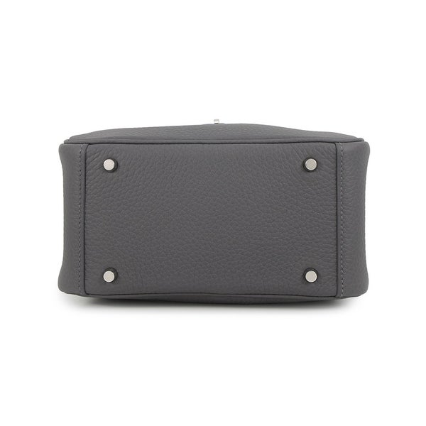 エルメス ハンドバッグ リンディ ミニ カーボン/キャバン/ブルーイドラ/シルバー金具 トリヨンクレマンス G刻印 HERMES 2way