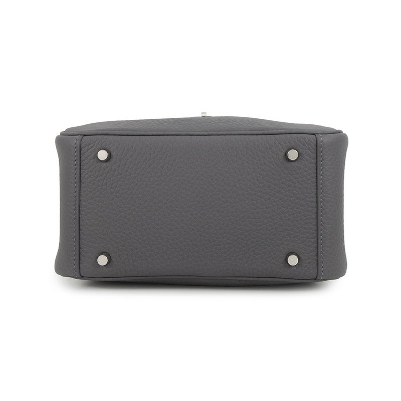 エルメス ハンドバッグ リンディ ミニ カーボン/キャバン/ブルーイドラ/シルバー金具 トリヨンクレマンス G刻印 HERMES 2way