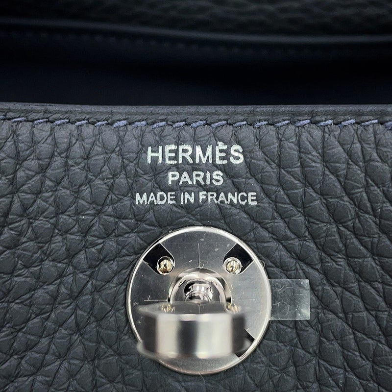 エルメス ハンドバッグ リンディ ミニ カーボン/キャバン/ブルーイドラ/シルバー金具 トリヨンクレマンス G刻印 HERMES 2way