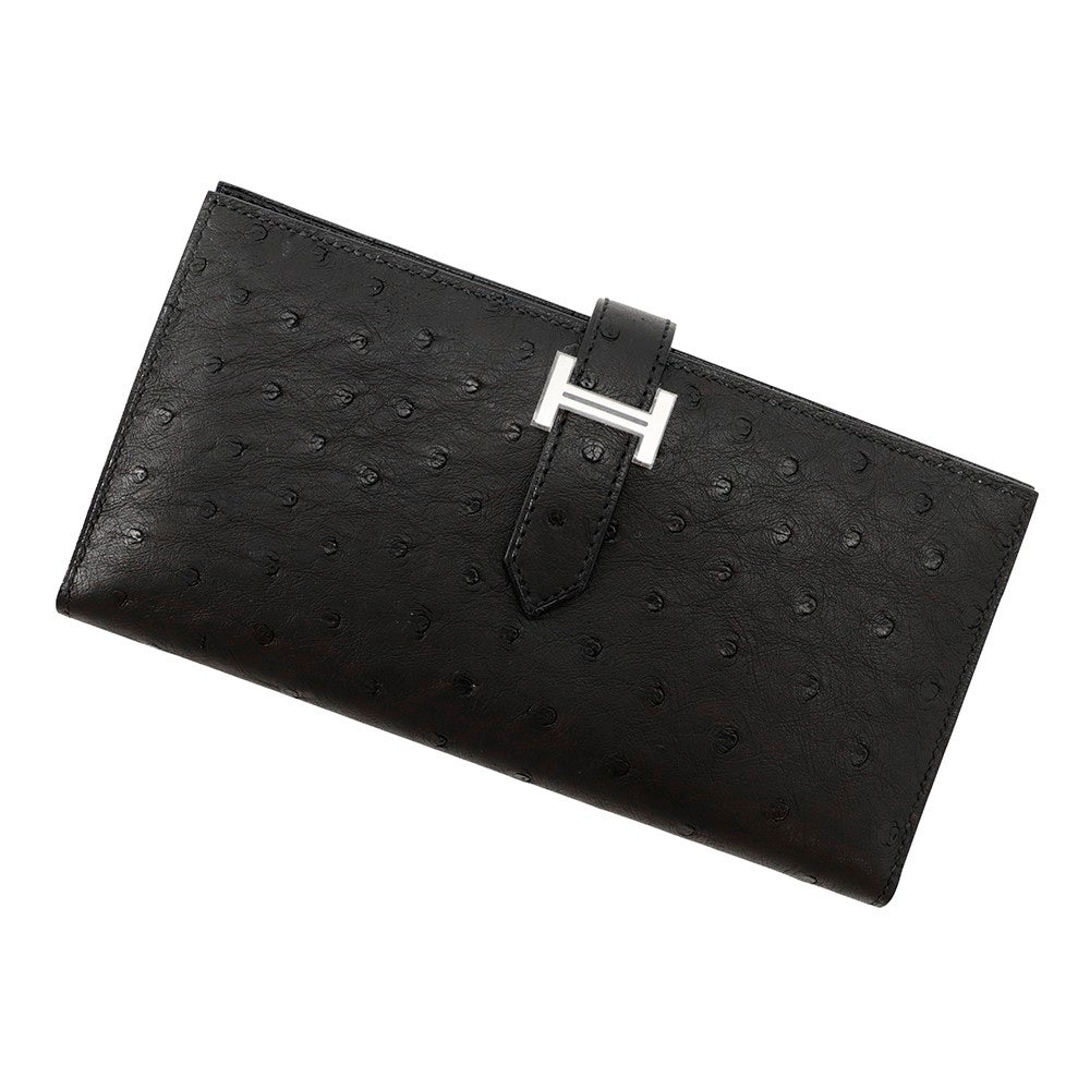 【美品】エルメス カジュアルパンツ セリエボタン レザーパッチ 38 M相当 黒 エルメス 長財布 ベアンスフレ マチ有り ブラック/シルバー金具