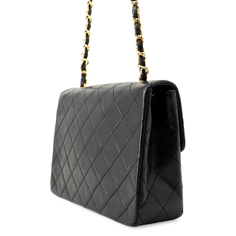 シャネル チェーンショルダーバッグ マトラッセ20 ココマーク ラムスキン A01163 CHANEL ミニマトラッセ 黒