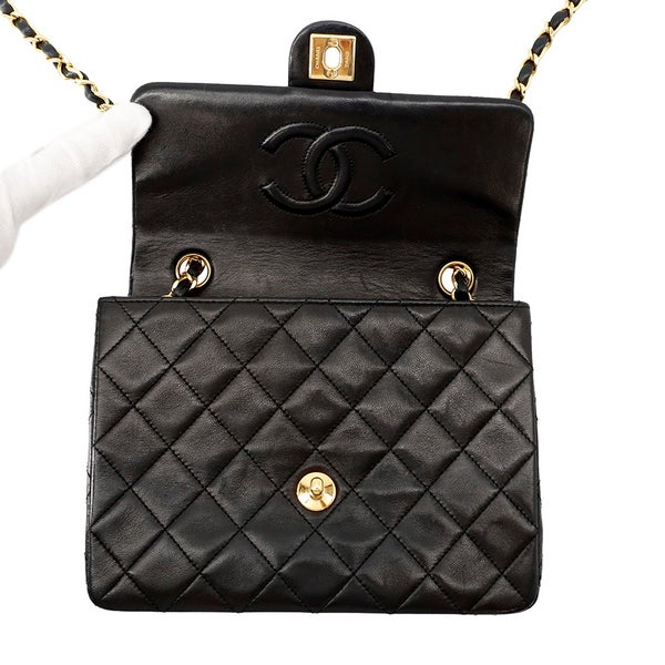 シャネル チェーンショルダーバッグ マトラッセ20 ココマーク ラムスキン A01163 CHANEL ミニマトラッセ 黒
