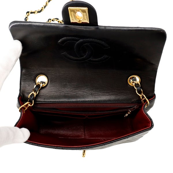 シャネル チェーンショルダーバッグ マトラッセ20 ココマーク ラムスキン A01163 CHANEL ミニマトラッセ 黒