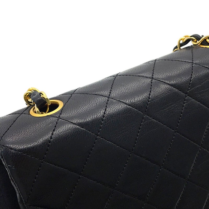 シャネル チェーンショルダーバッグ マトラッセ20 ココマーク ラムスキン A01163 CHANEL ミニマトラッセ 黒
