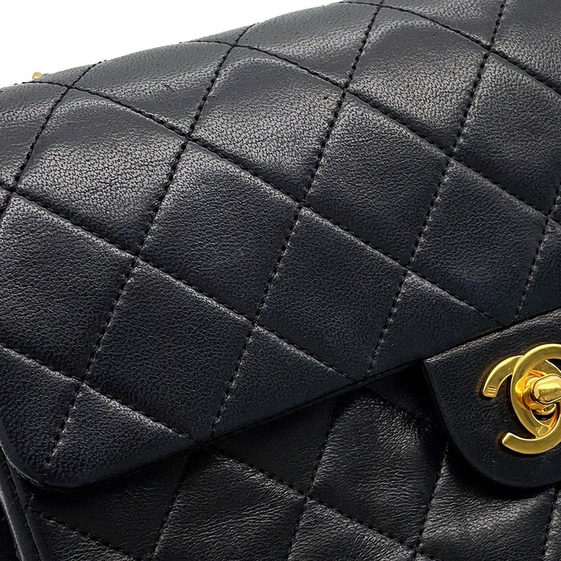 シャネル チェーンショルダーバッグ マトラッセ20 ココマーク ラムスキン A01163 CHANEL ミニマトラッセ 黒