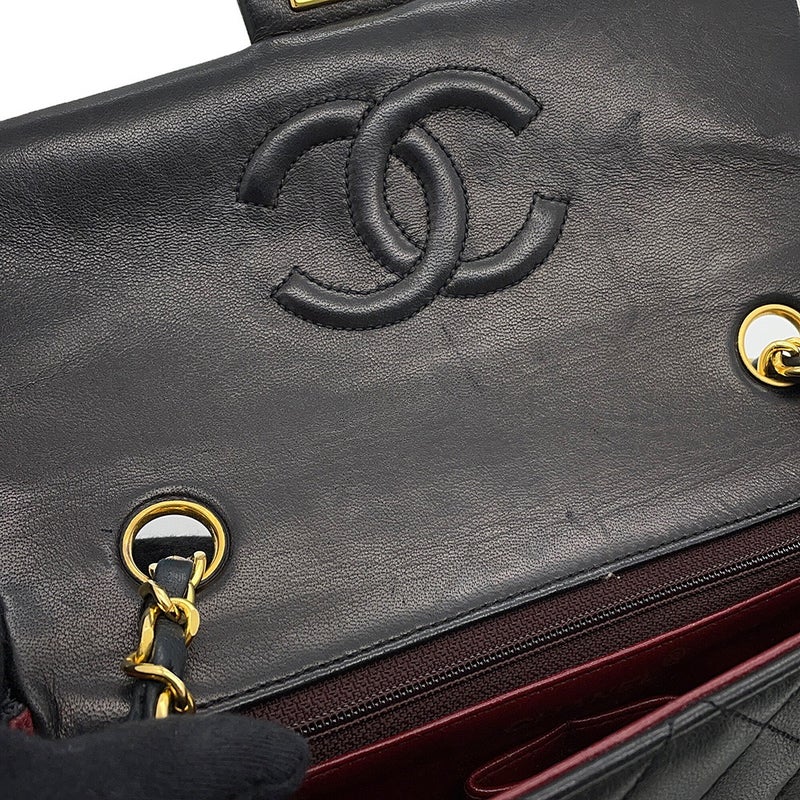 シャネル チェーンショルダーバッグ マトラッセ20 ココマーク ラムスキン A01163 CHANEL ミニマトラッセ 黒