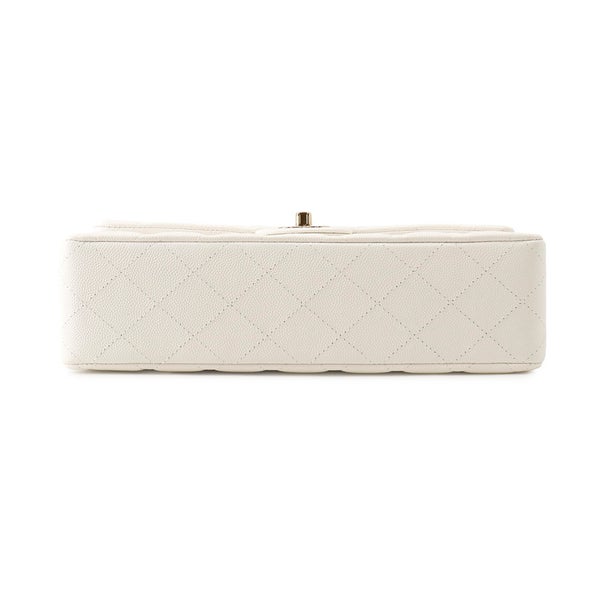 シャネル チェーンショルダーバッグ マトラッセ25 ココマーク キャビアスキン ダブルチェーン A01112 CHANEL 白