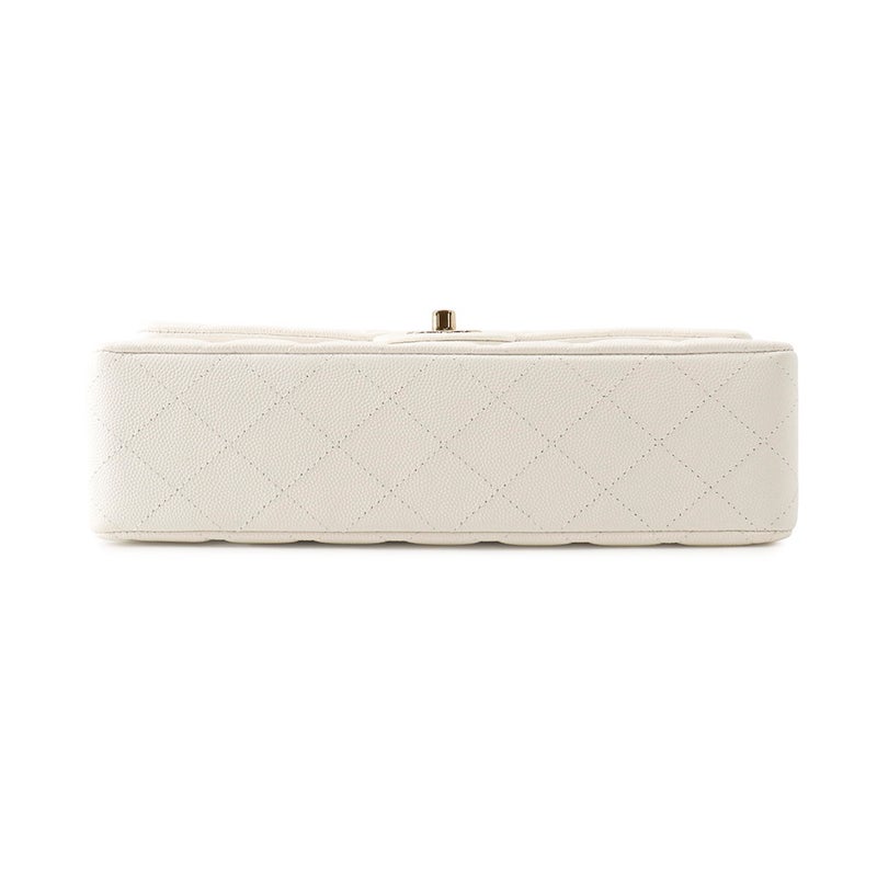 シャネル チェーンショルダーバッグ マトラッセ25 ココマーク キャビアスキン ダブルチェーン A01112 CHANEL 白