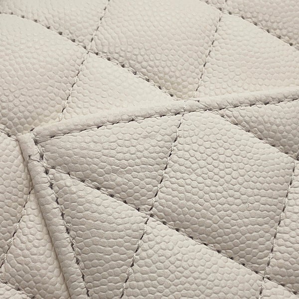 シャネル チェーンショルダーバッグ マトラッセ25 ココマーク キャビアスキン ダブルチェーン A01112 CHANEL 白