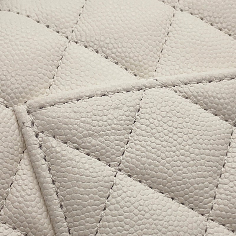 シャネル チェーンショルダーバッグ マトラッセ25 ココマーク キャビアスキン ダブルチェーン A01112 CHANEL 白