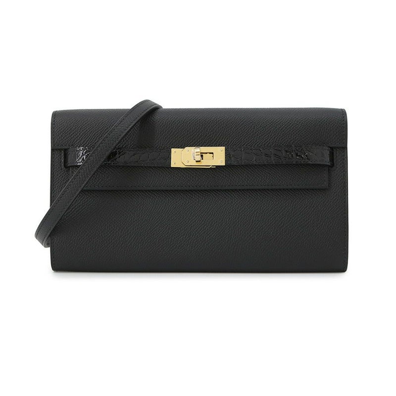 エルメス ケリーウォレット ロング トゥーゴー タッチ ブラック/ゴールド金具 エプソン/アリゲーターシャイン W刻印