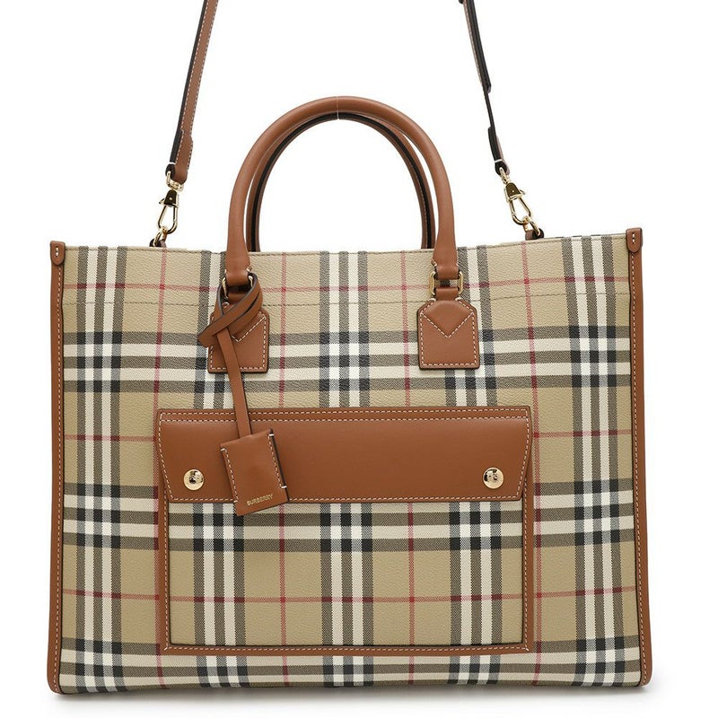 バーバリー トートバッグ フレヤトート ミディアム PVC/レザー 8097568 BURBERRY 2wayショルダーバッグ