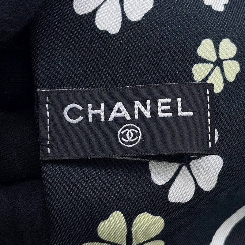 シャネル スカーフ ココマーク フラワー シルク 26B CHANEL 黒 白
